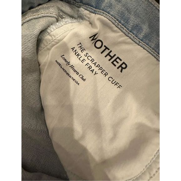 New MOTHER The Scrapper Cuff Ankle Fray Jeans Lonely Hearts Club Size 30 - Picture 7 of 9
